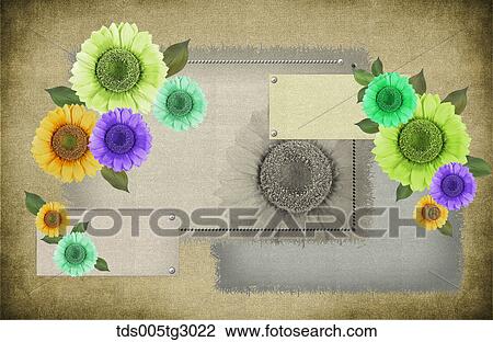 Stock Image - Various Colors Of Flowers On Hemp Cloth. Fotosearch