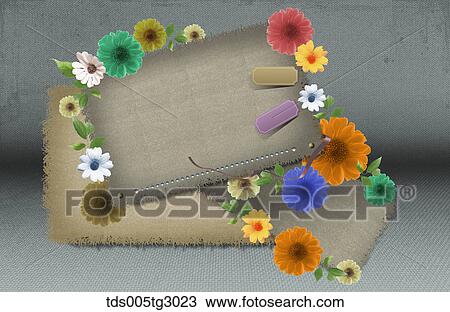 Stock Image - Various Colors Of Flowers On Hemp Cloth. Fotosearch