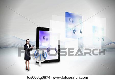 Picture - Various Smart Phone Applications Of Social Network. Fotosearch