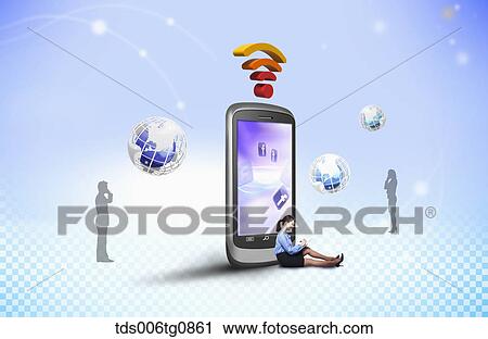 Stock Image - Various Smart Phone Applications Of Social Network. Fotosearch