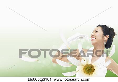 Woman With White Flower Top View Large Photo Image Stock Image - Woman With White Flower Top. Fotosearch