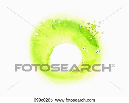 パステル 緑 有色人種 リング で 花 イラスト 099c05 Fotosearch