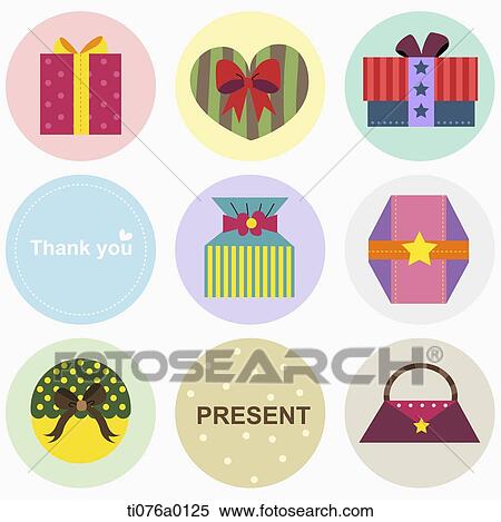 贈り物 箱 ありがとう 単語 そして プレゼント 単語 中に カラフルである 円 イラスト Ti076a0125 Fotosearch