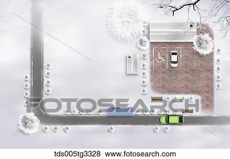 駐車場 そして 道 上 から で 雪が多い 環境 イラスト Tds005tg3328 Fotosearch