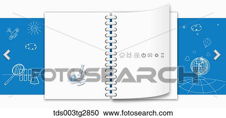 Clipart - Education related illustration on blue paper with white note . Fotosearch