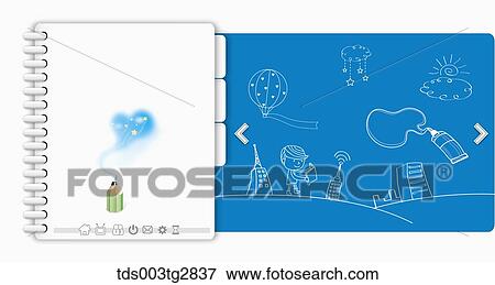 Stock Illustration - Education related illustration on blue paper with white note . Fotosearch
