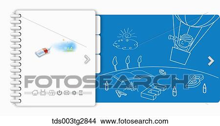 Stock Illustration - Education related illustration on blue paper with white note . Fotosearch