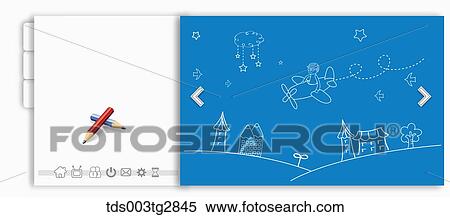 Stock Illustration - Education related illustration on blue paper with white note . Fotosearch