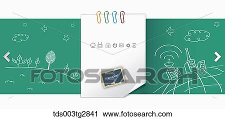 Clip Art - Education related illustration on green paper with white note . Fotosearch