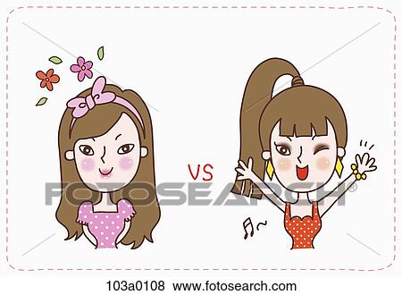 Pure make up vs. gorgeous make up View Large Illustration Stock Illustration - Pure make up vs. gorgeous make up . Fotosearch