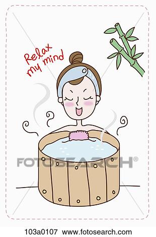 Relaxing mind and body in the bathtub View Large Illustration Stock Illustration - Relaxing mind and body in the bathtub. Fotosearch