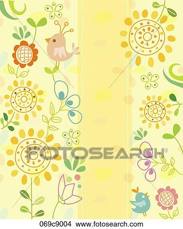 The bird and flower with the yellow background View Large Illustration Stock Illustration - The bird and flower with the yellow background. Fotosearch