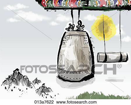 The black and white drawing of the traditional bell View Large Illustration Drawing - The black and white drawing of the traditional bell . Fotosearch