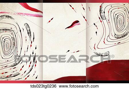 Stock Illustration - The black whirlpool patterned background with the red line. Fotosearch