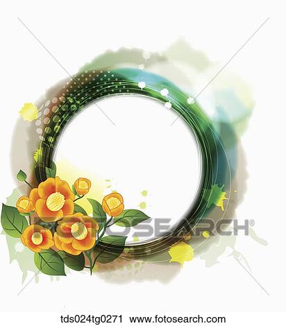 The blue and gray ink spreading circle with yellow flower View Large Illustration Clip Art - The blue and gray ink spreading circle with yellow flower. Fotosearch