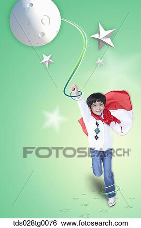 The boy wearing superman outfit and globe and star with green background View Large Illustration Stock Illustration - The boy wearing superman outfit and globe and star with green background. Fotosearch