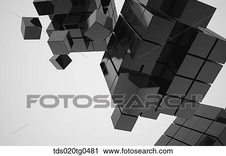 The breaking black cubes with white background View Large Illustration Clip Art - The breaking black cubes with white background. Fotosearch