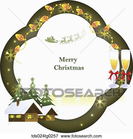 Stock Illustration - The brown frame with light, glasses, and house. Fotosearch