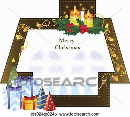 The brown house shaped frame with Christmas decoration View Large Illustration Stock Illustration - The brown house shaped frame with Christmas decoration. Fotosearch