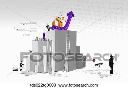 The building and dollar structure with business people View Large Illustration Stock Illustration - The building and dollar structure with business people. Fotosearch