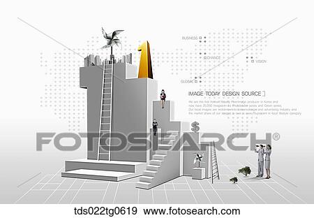 The building and yellow number one structure with business people View Large Illustration Stock Illustration - The building and yellow number one structure with business people. Fotosearch