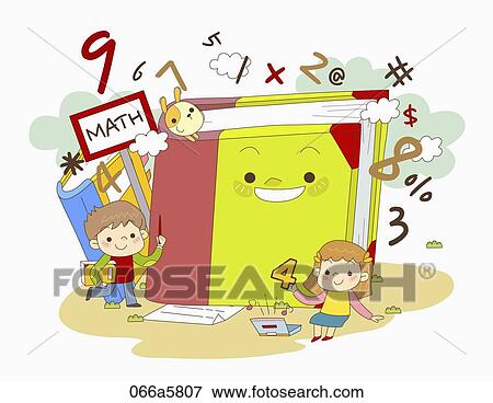 The children around the math related objects and math board View Large Illustration Stock Illustration - The children around the math related objects and math board. Fotosearch
