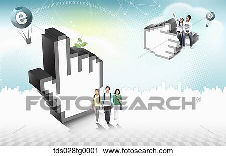The children with pointers View Large Illustration Clip Art - The children with pointers. Fotosearch