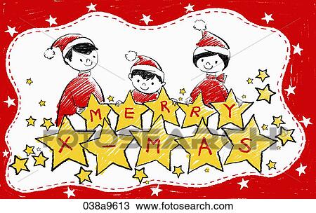 Drawing - The Christmas image of the family with star. Fotosearch