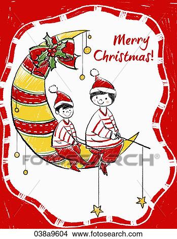 The Christmas image of the mother and son fishing star on the moon View Large Illustration Stock Illustration - The Christmas image of the mother and son fishing star on the moon. Fotosearch