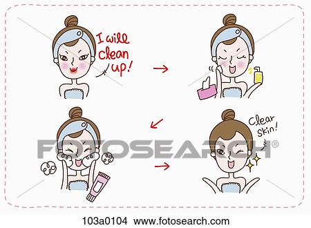 Stock Illustration - The cleansing skin step . Fotosearch