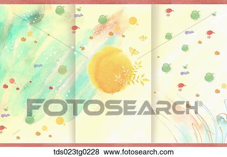 The colorful circle pattern background with the red line View Large Illustration Stock Illustration - The colorful circle pattern background with the red line. Fotosearch