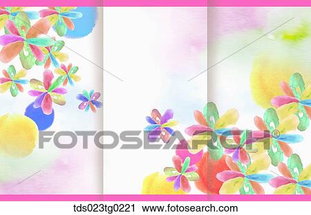 The colorful flower background with the pink line View Large Illustration Clip Art - The colorful flower background with the pink line . Fotosearch