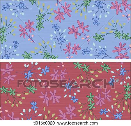 Clipart - The colorful flower pattern with the blue and red background. Fotosearch
