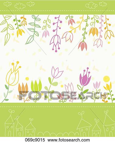 Stock Illustration - The colorful flowers with the white and green background. Fotosearch