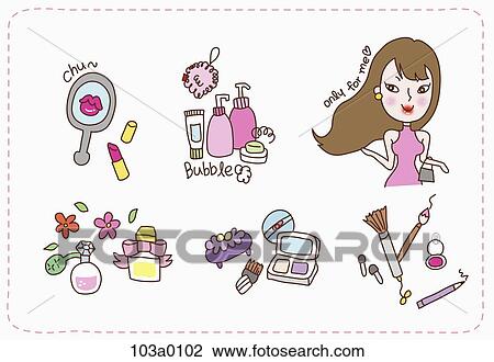Drawing - The cosmetics for lady. Fotosearch