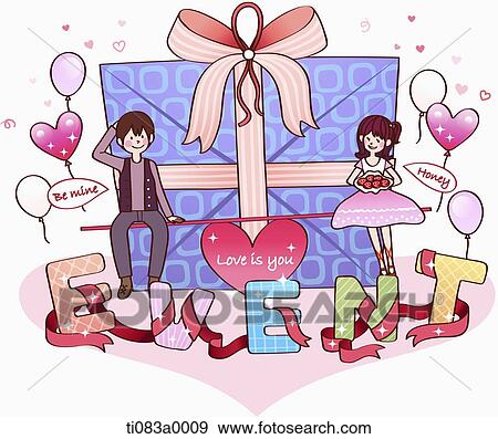 The couple son the scale and event word around View Large Illustration Stock Illustration - The couple son the scale and event word around. Fotosearch