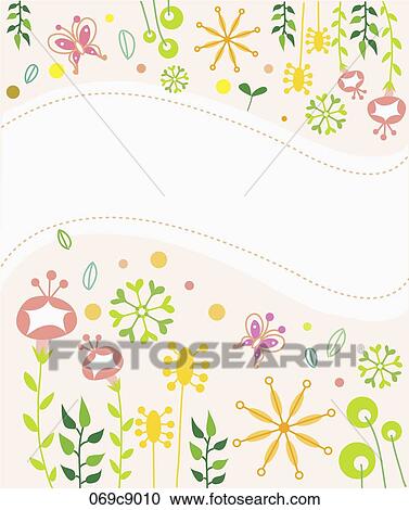 The curved dot line with the butterfly, flower, and leaf around View Large Illustration Clipart - The curved dot line with the butterfly, flower, and leaf around. Fotosearch