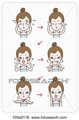 The facial massage step View Large Illustration Stock Illustration - The facial massage step . Fotosearch