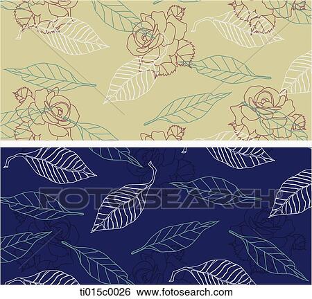 Stock Illustration - The flower and leaf with the brown and blue background. Fotosearch