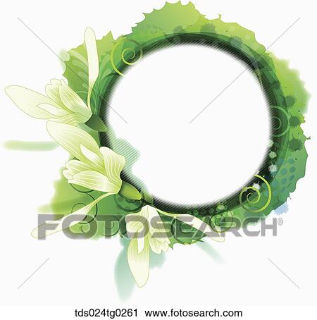 The green ink spreading circle with white lily View Large Illustration Clip Art - The green ink spreading circle with white lily. Fotosearch