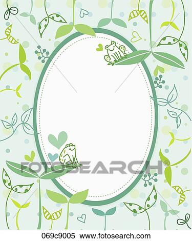 Stock Illustration - The green lined oval with the green sprout around. Fotosearch