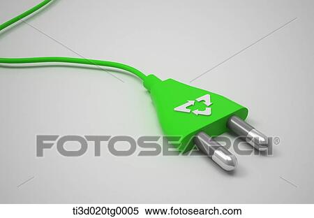 The green plug with the recycling mark View Large Illustration Stock Illustration - The green plug with the recycling mark . Fotosearch