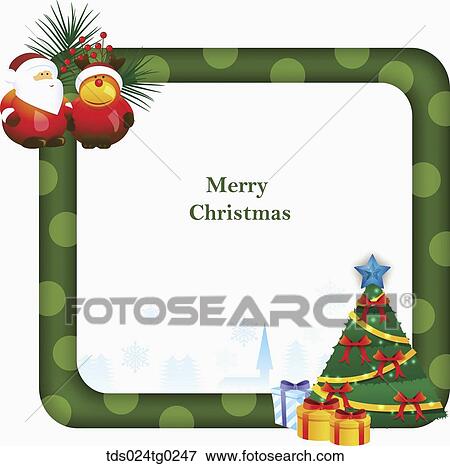 The green square frame with Christmas decoration View Large Illustration Stock Illustration - The green square frame with Christmas decoration. Fotosearch