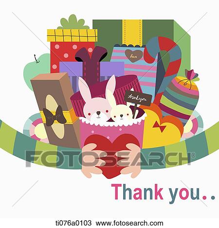 The hands holding around gift boxes with Thank you word View Large Illustration Drawing - The hands holding around gift boxes with Thank you word. Fotosearch