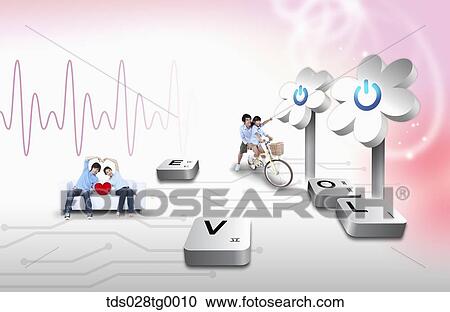 The happy couple and family with keyboard bottom and power icon View Large Illustration Clipart - The happy couple and family with keyboard bottom and power icon . Fotosearch
