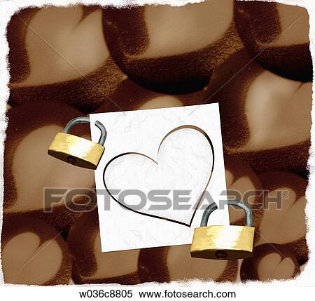 The heart card with locks and the brown heart background View Large Illustration Stock Illustration - The heart card with locks and the brown heart background. Fotosearch