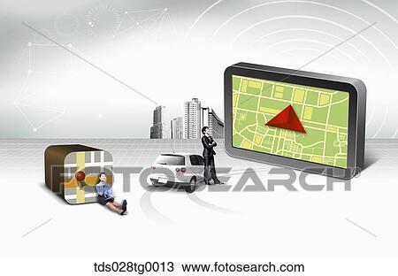 Drawing - The man and woman with GPA screen . Fotosearch