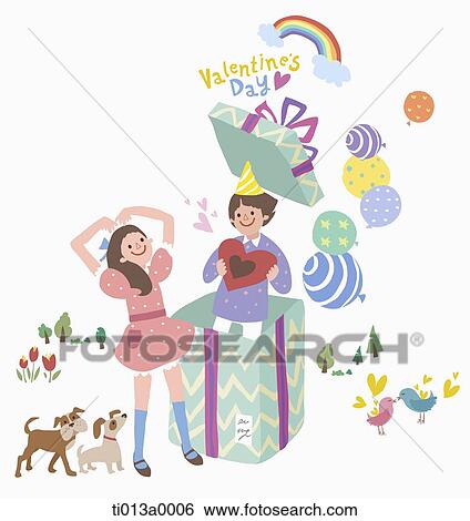 The man giving heart to the woman with the valentine's day word View Large Illustration Stock Illustration - The man giving heart to the woman with the valentine's day word. Fotosearch