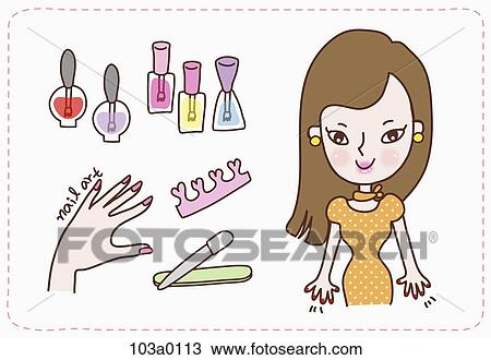 The nail polishing on the nail View Large Illustration Drawing - The nail polishing on the nail. Fotosearch