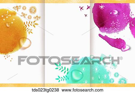 The orange, pink, blue colored circle background with the plant and water drop View Large Illustration Stock Illustration - The orange, pink, blue colored circle background with the plant and water drop . Fotosearch